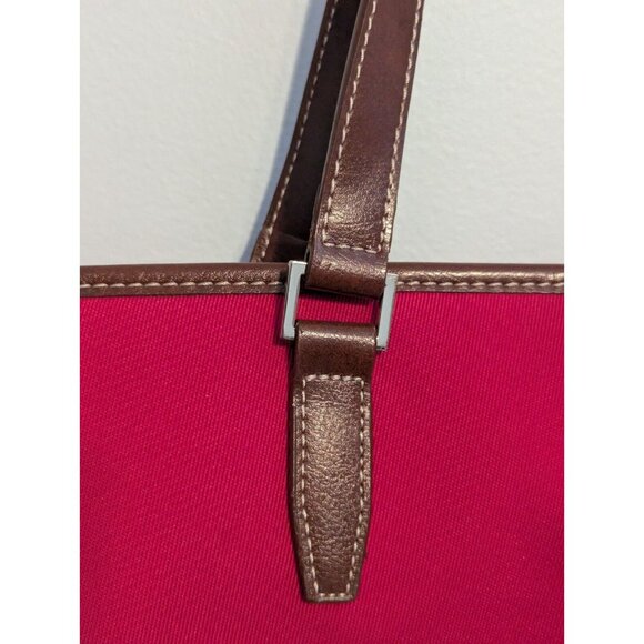 Etienne Aigner Large Classic Hot Pink Tote Bag Shoulder Bag Brown Buckle - Picture 9 of 16